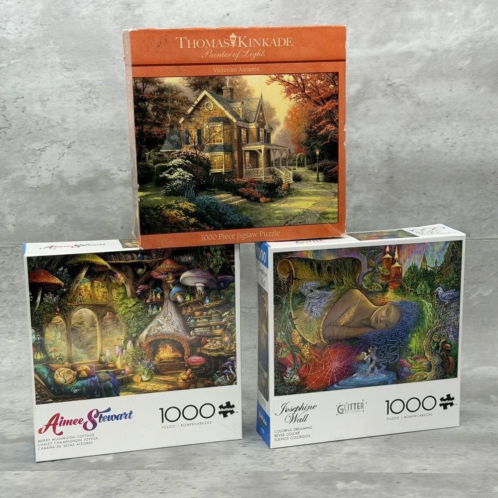 Aimee Stewart- Josephine Wall (Glitter) - Thomas Kinkade 1000 pc Puzzle Lot of 3